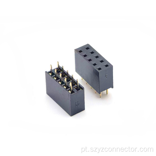 Cabeçote feminino de 2,54 mm fileira dupla reta 10P